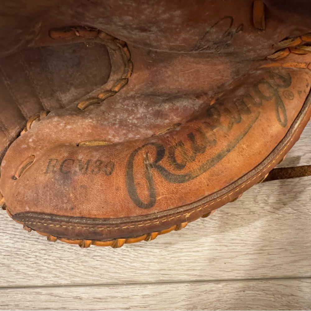 Vintage Rawlings RHT Mike Piazza RCM30 Baseball Catchers Mitt Lite Toe Leather - Picture 2 of 9